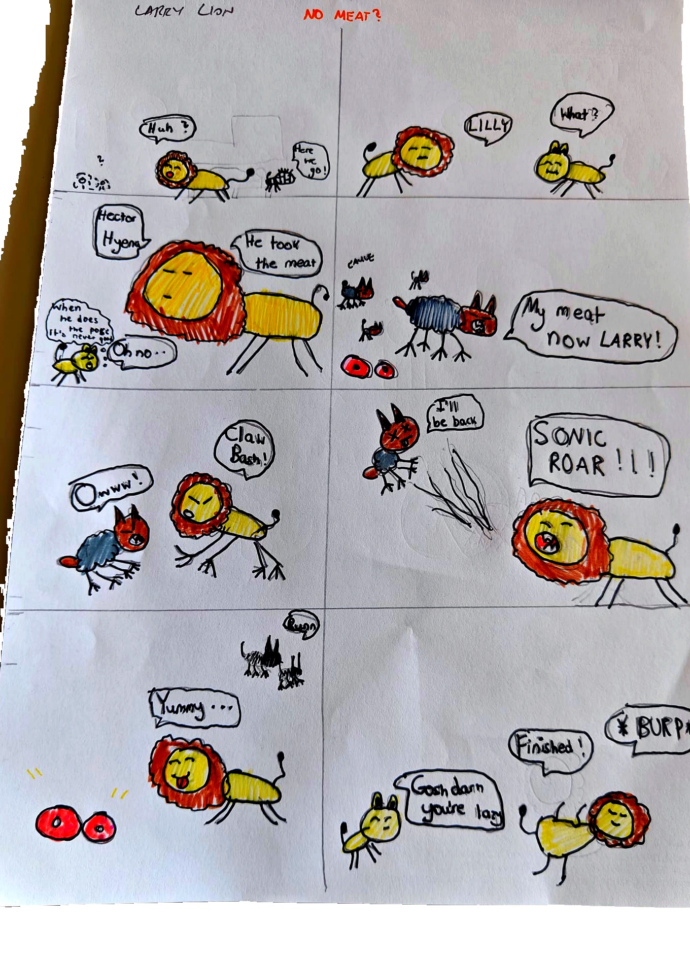 No Meat? comic starring Larry Lion